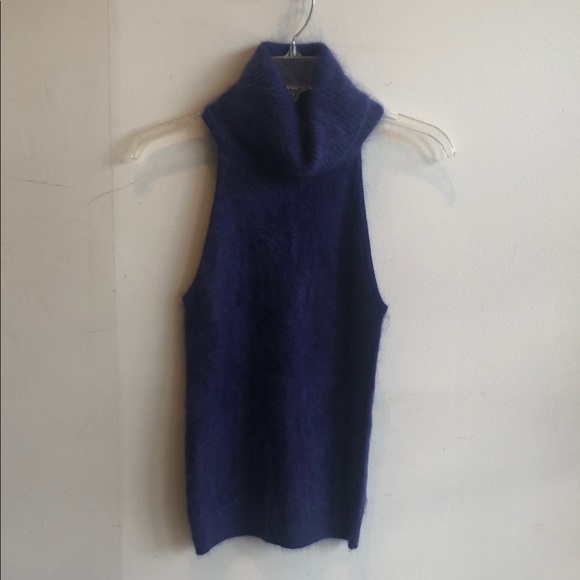 Autumn Cashmere Deep Blue Sleeveless Turtleneck Sweater - Picture 1 of 6